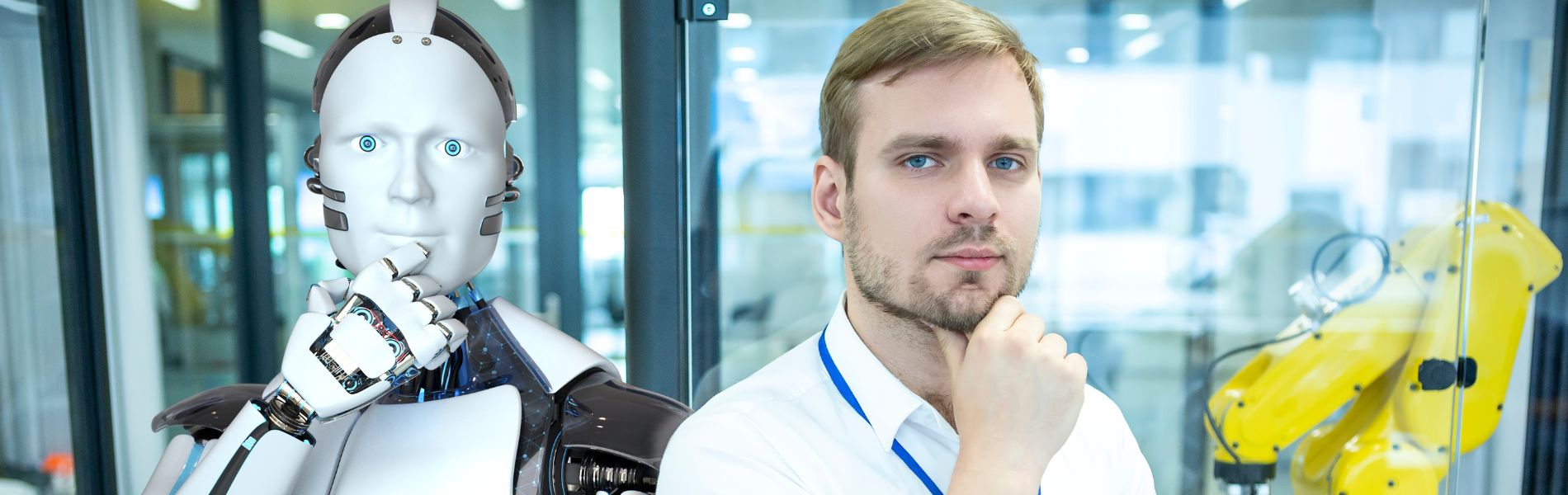 Un homme et un robot - Industrie et IA